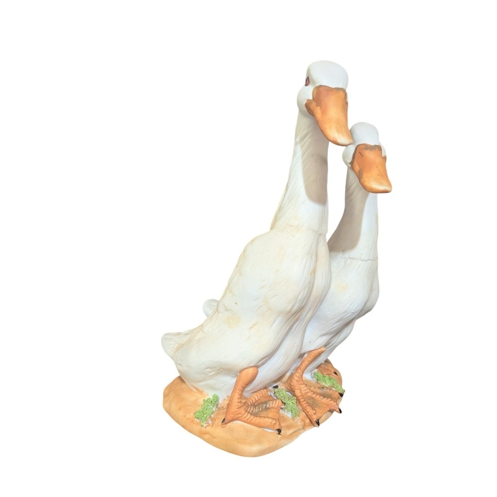 Vintage Porcelain Double White Geese Figurine Farmhouse Decor Made in‎ Taiwan